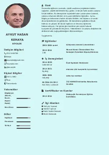 Biyolog CV Örnekleri cv indir